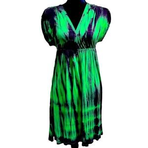 Lani Dress Unique Tie Dye stretchy Green Purple Size Small